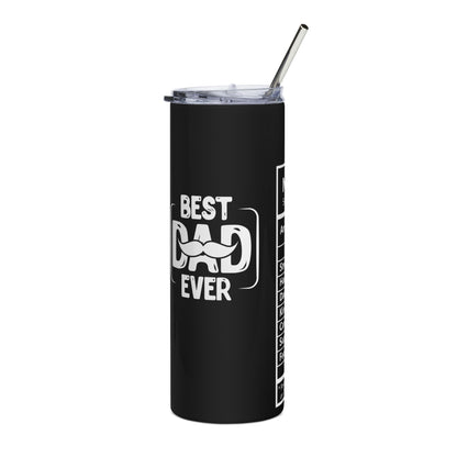 Best Dad Ever Stainless Steel Tumbler — 20oz Travel Cup with 'Nutrition Facts' Design
