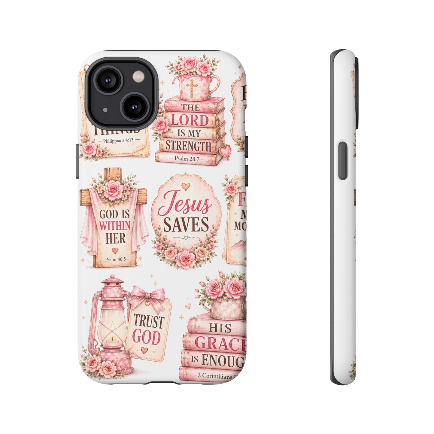 Faith Phone Case — 'Jesus Saves' Floral Christian Scripture iPhone Case