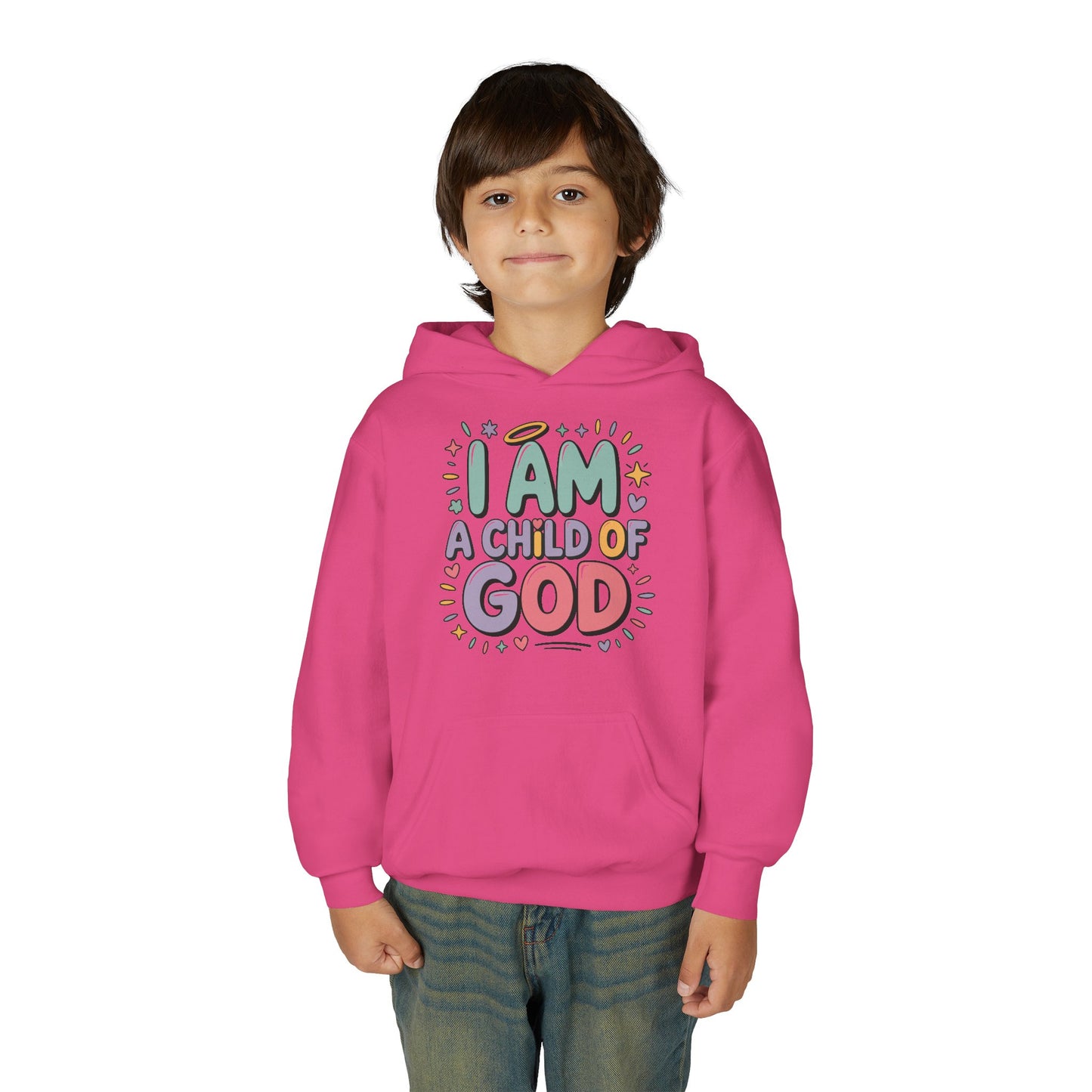 Youth Hoodie — "I Am a Child of God" Inspirational Kids Hooded Sweatshirt