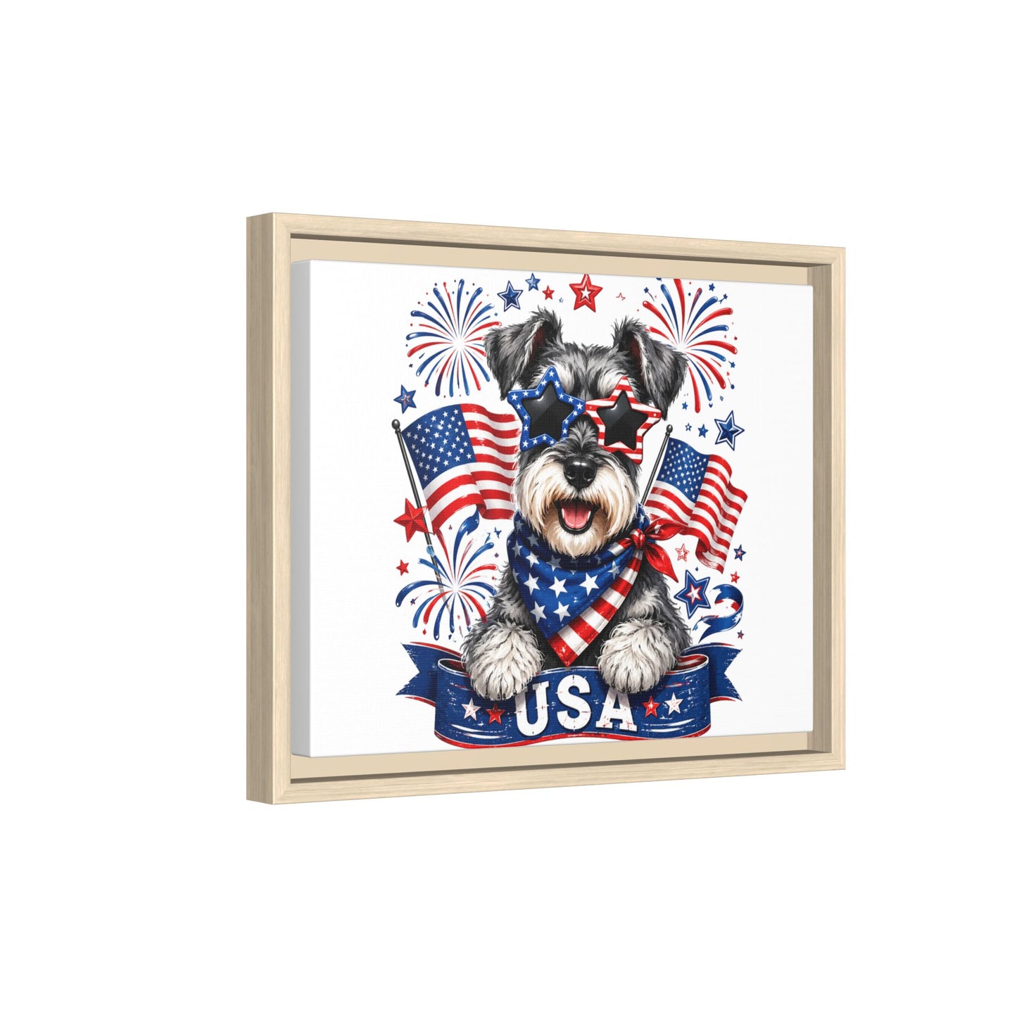 USA Patriotic Schnauzer Canvas Print — 4th of July Wall Art