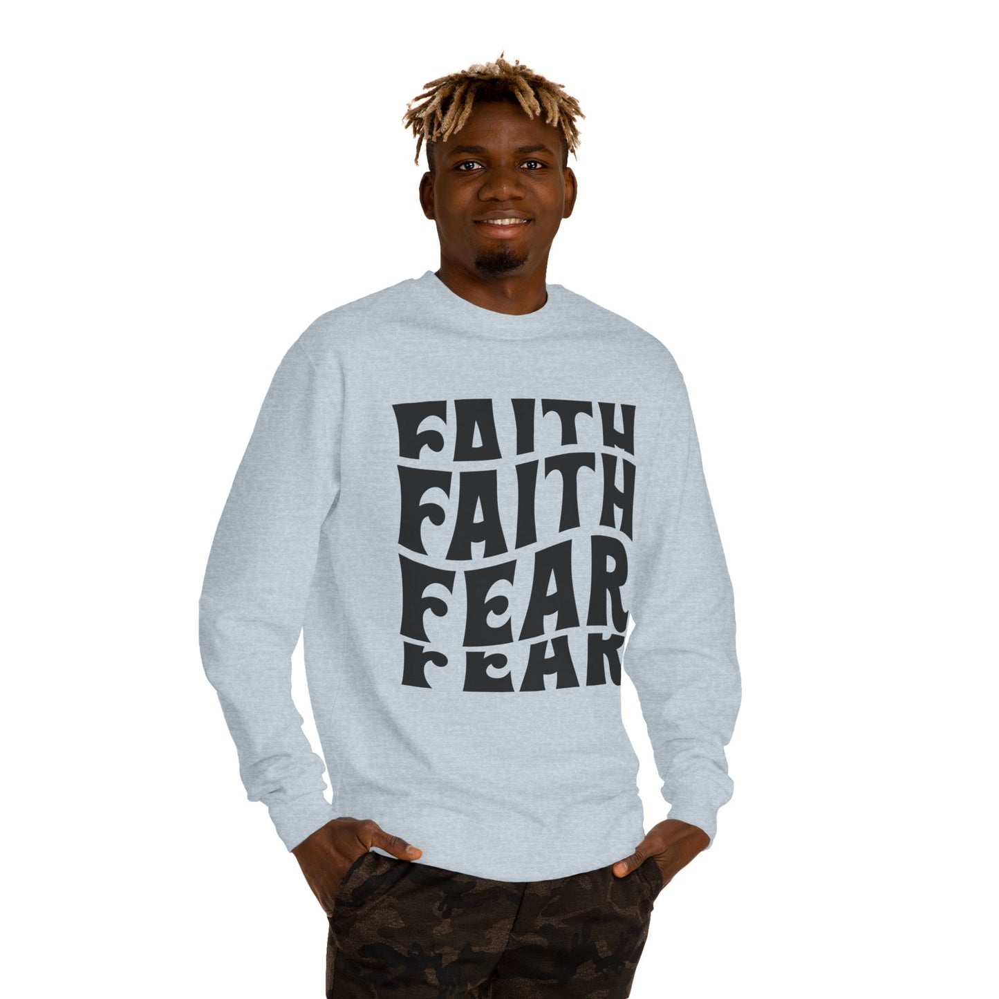 Faith Over Fear Crewneck Sweatshirt — Retro Graphic Faith Tee