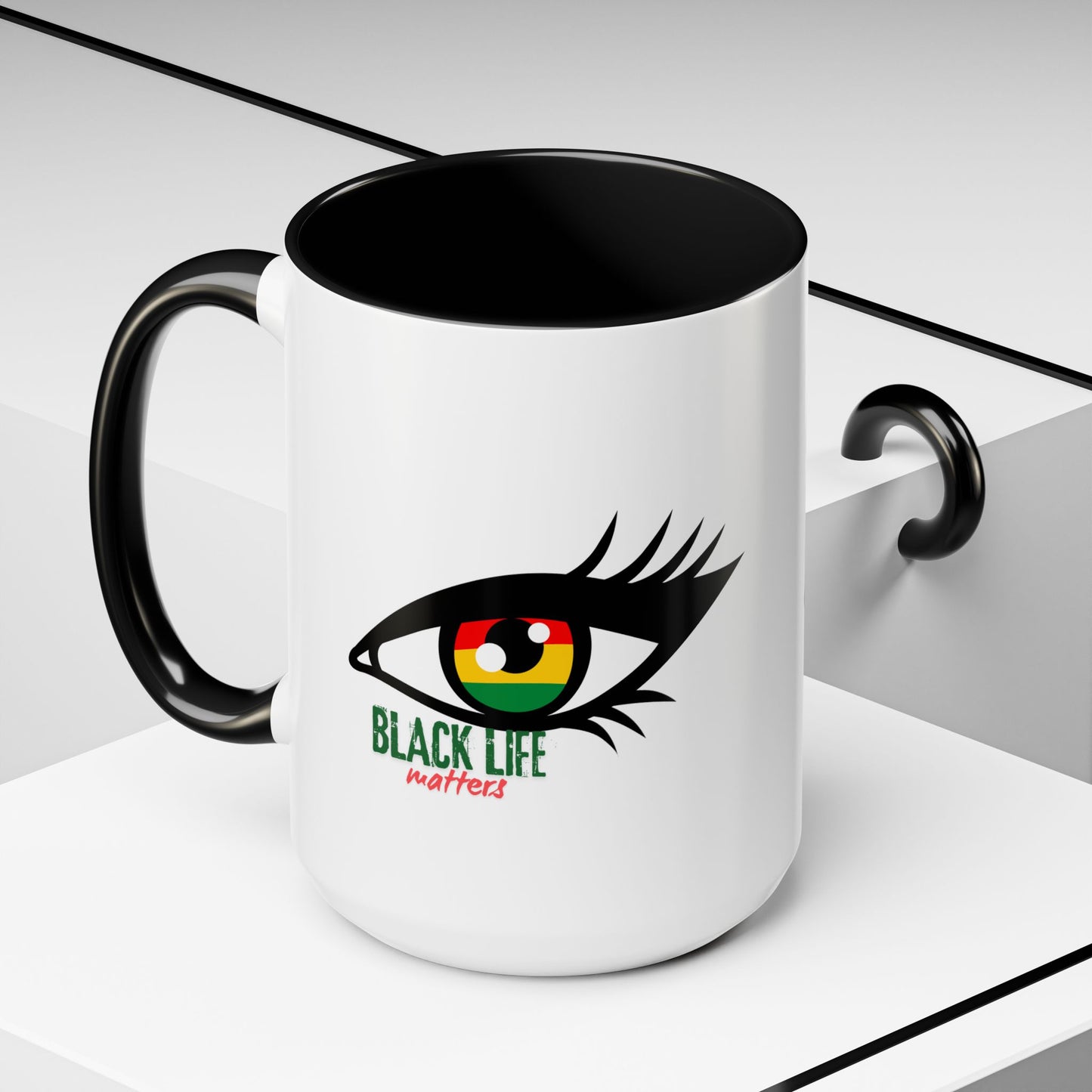 Black Life Matters Eye Accent Coffee Mug — Pan-African Pride 11/15oz