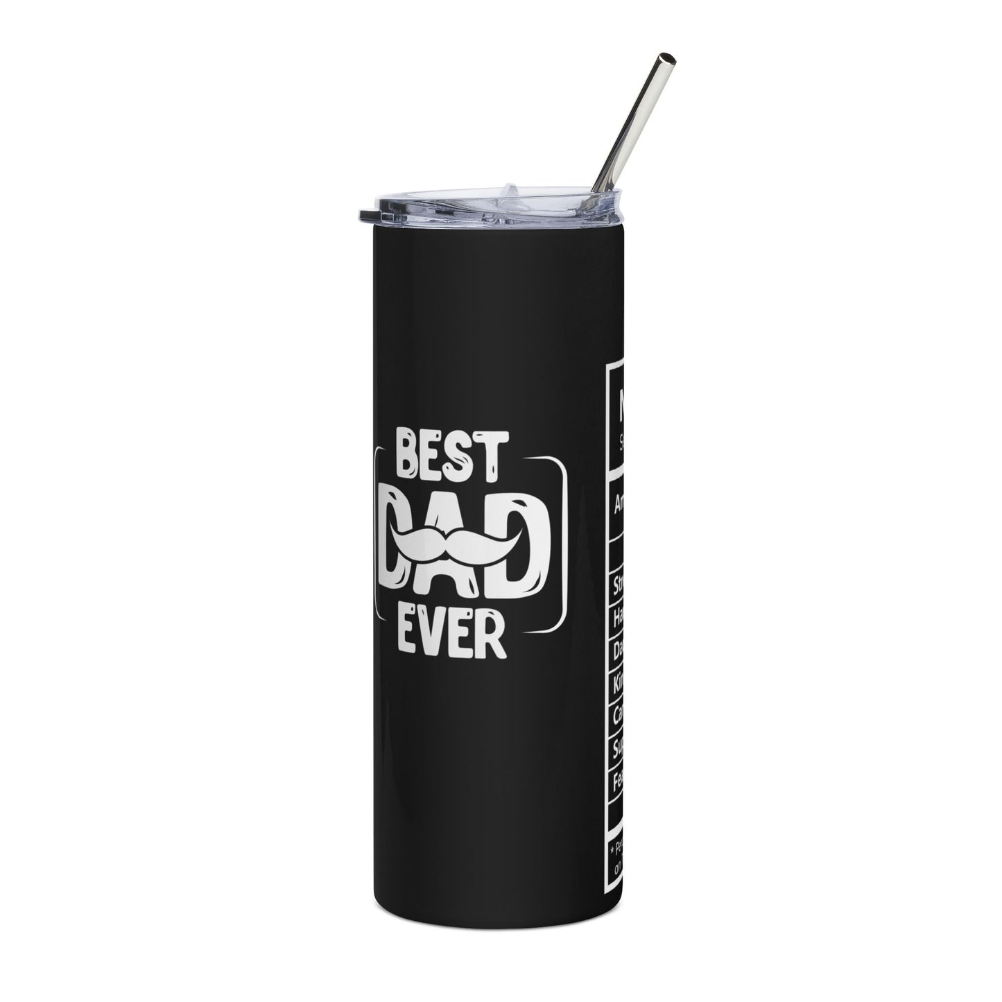 Best Dad Ever Stainless Steel Tumbler — 20oz Travel Cup with 'Nutrition Facts' Design