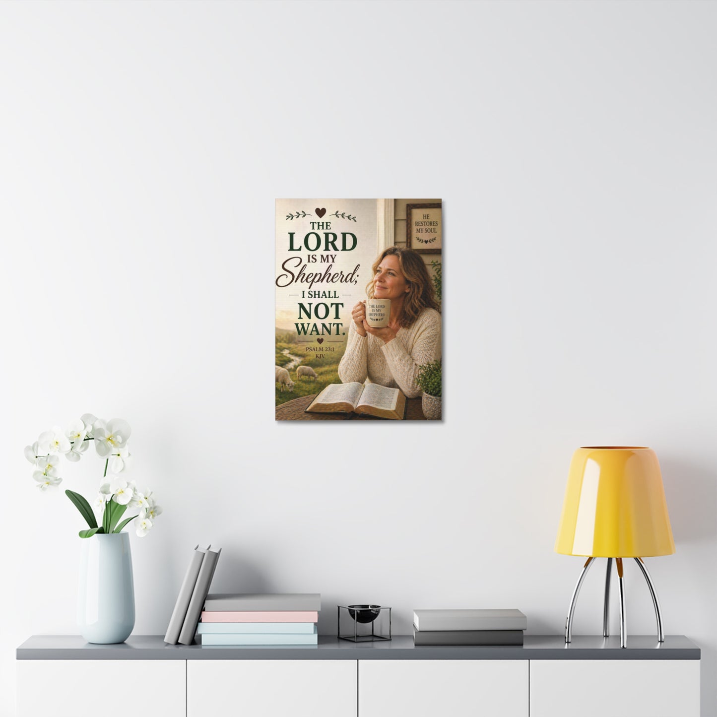 Stretched Canvas - "The Lord Is My Shepherd" Psalm 23:1 Inspirational Christian Wall Art