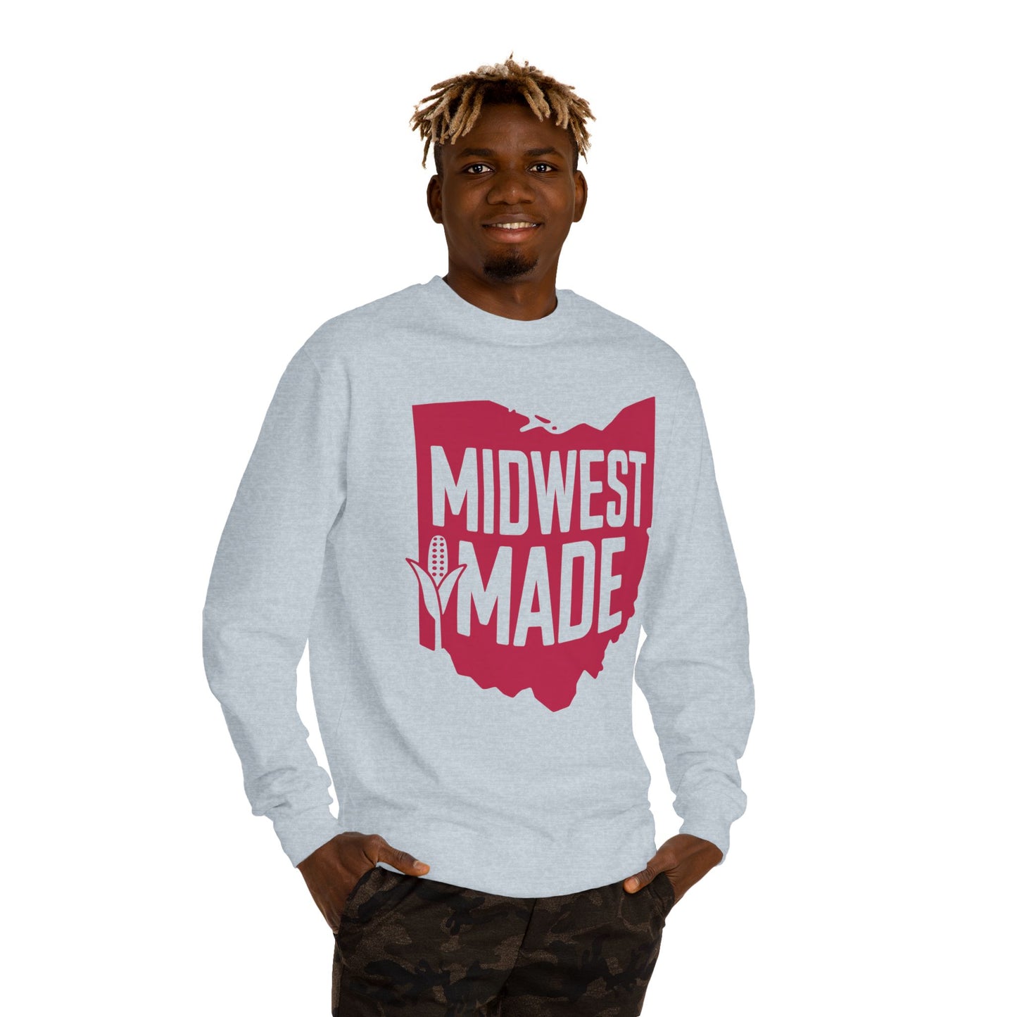 Midwest Made Sweatshirt — Ohio State Outline Corn Graphic Crewneck