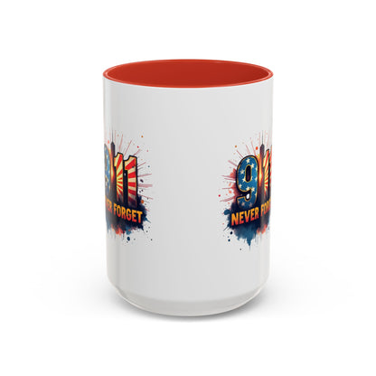 9/11 Never Forget Coffee Mug — Patriotic Memorial Accent Mug