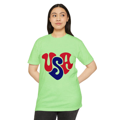 USA Heart Retro Graphic T-Shirt
