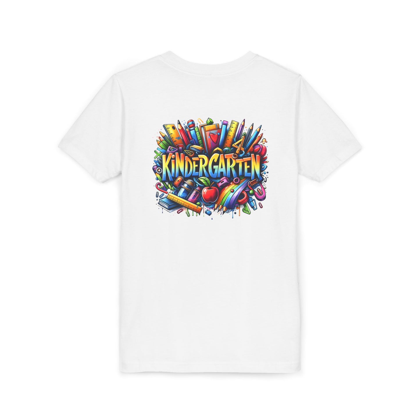 Kindergarten Colorful School Supplies Youth Tee — Back-to-School Kids T-Shirt