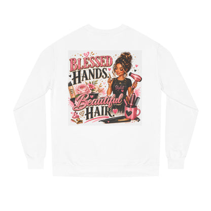 Blessed Hands Beautiful Hair Sweatshirt — Hair Stylist Inspirational Crewneck