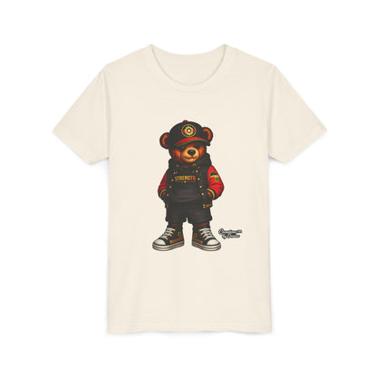 Kids Teddy Bear Streetwear Tee — 'Strength' Graphic Youth T-Shirt