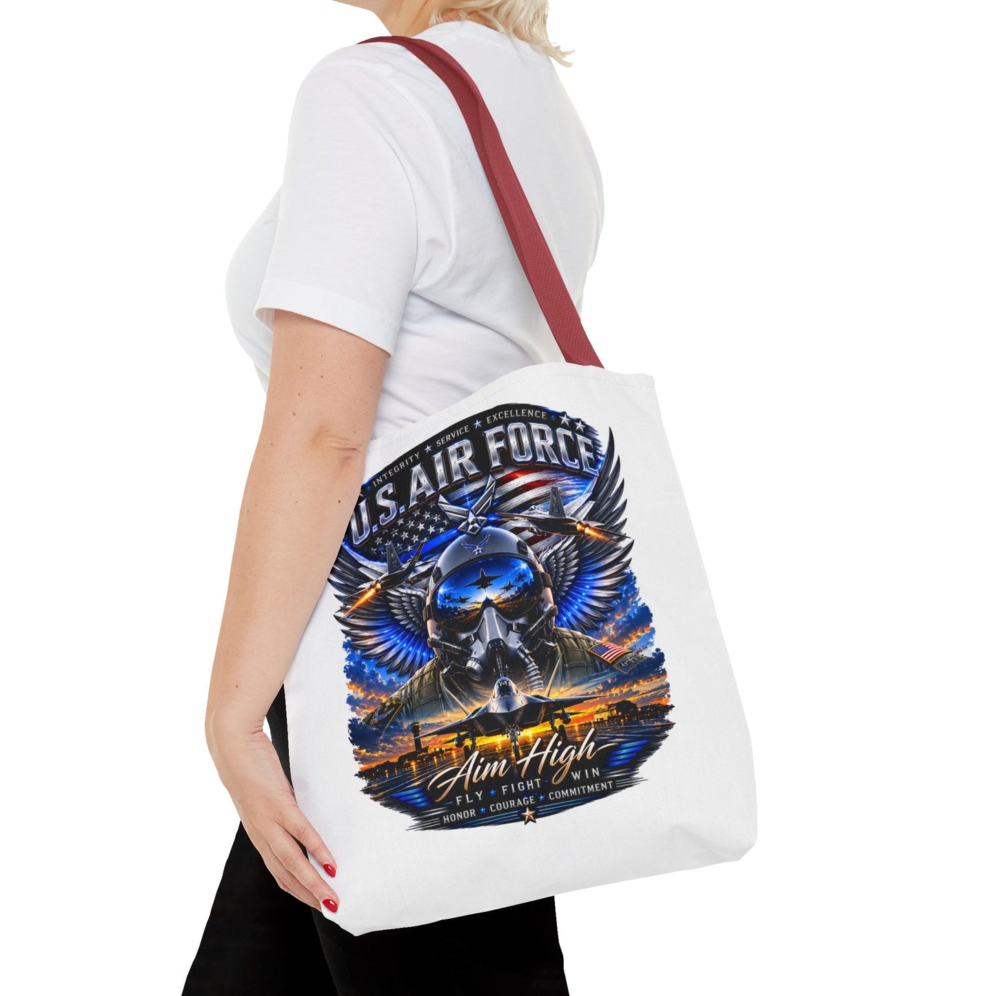 U.S. Air Force Aviator Tote Bag – 'Aim High' Military Pilot Design