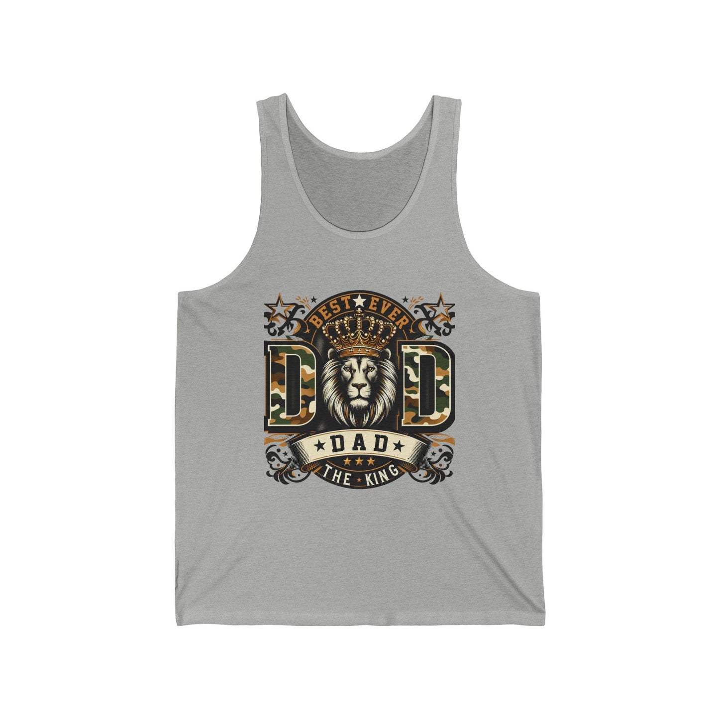 Dad Tank Top — "Best Ever Dad The King" Lion Graphic Fathers Day Gift