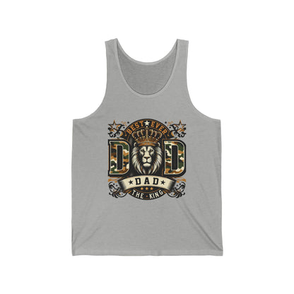 Dad Tank Top — "Best Ever Dad The King" Lion Graphic Fathers Day Gift