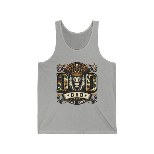 Dad Tank Top — "Best Ever Dad The King" Lion Graphic Fathers Day Gift