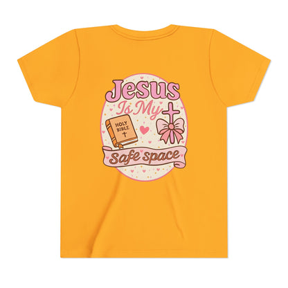 Youth Tee — "Jesus Is My Safe Space" Christian Kids T-Shirt