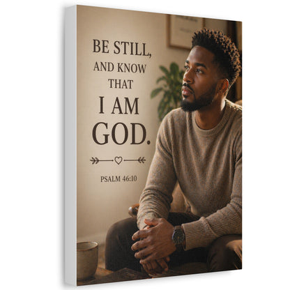 Be Still Psalm 46:10 Canvas Wall Art — Inspirational Christian Stretched Canvas