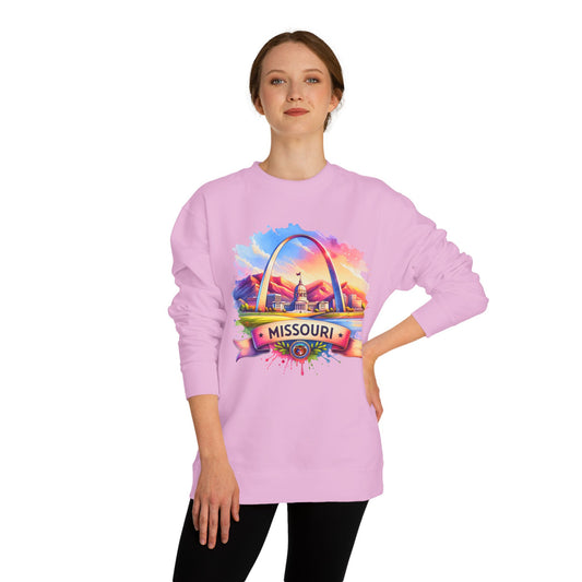 Missouri Arch Watercolor Sweatshirt — Colorful St. Louis Landmark Crewneck