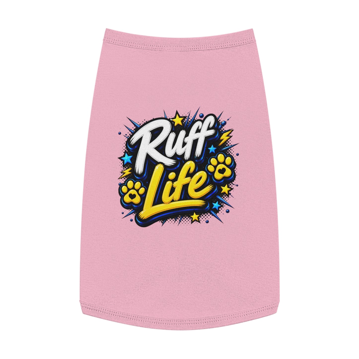 Ruff Life Pet Tank Top - Funny Dog Shirt with Paw Prints & Stars