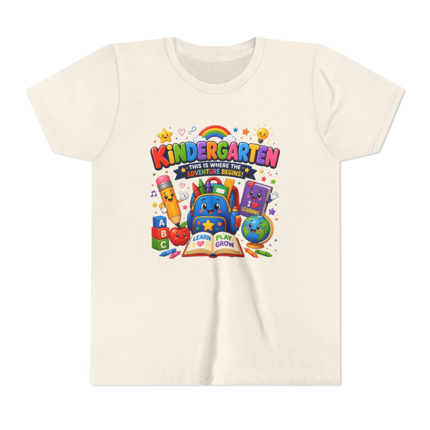 Kindergarten Kids T‑Shirt — 'Kindergarten: This Is Where the Fun Begins' Colorful Back-to-School Tee