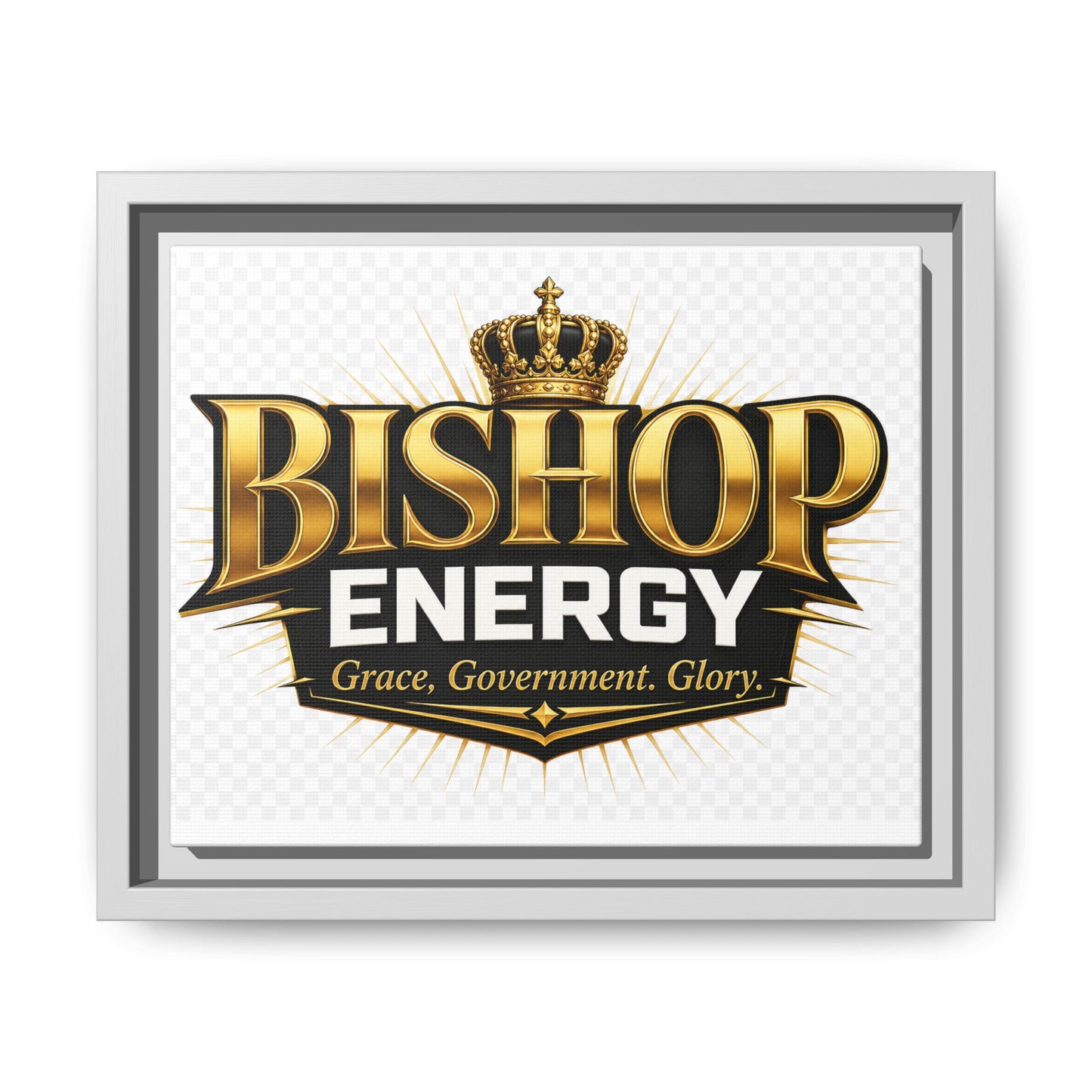 Framed Canvas Art - "Bishop Energy" Gold Crown Logo (Matte)