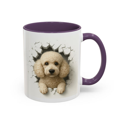 Poodle Peeking Accent Coffee Mug – Cute Dog Lover Gift (11/15oz)