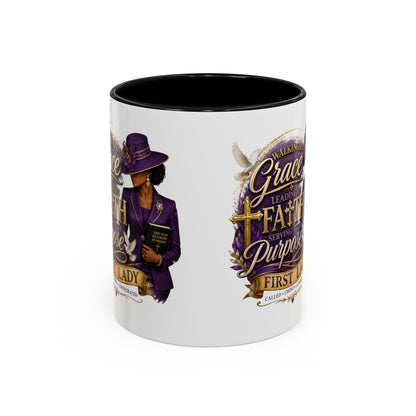 Faith & Purpose Accent Coffee Mug — First Lady Church Design (11/15oz)