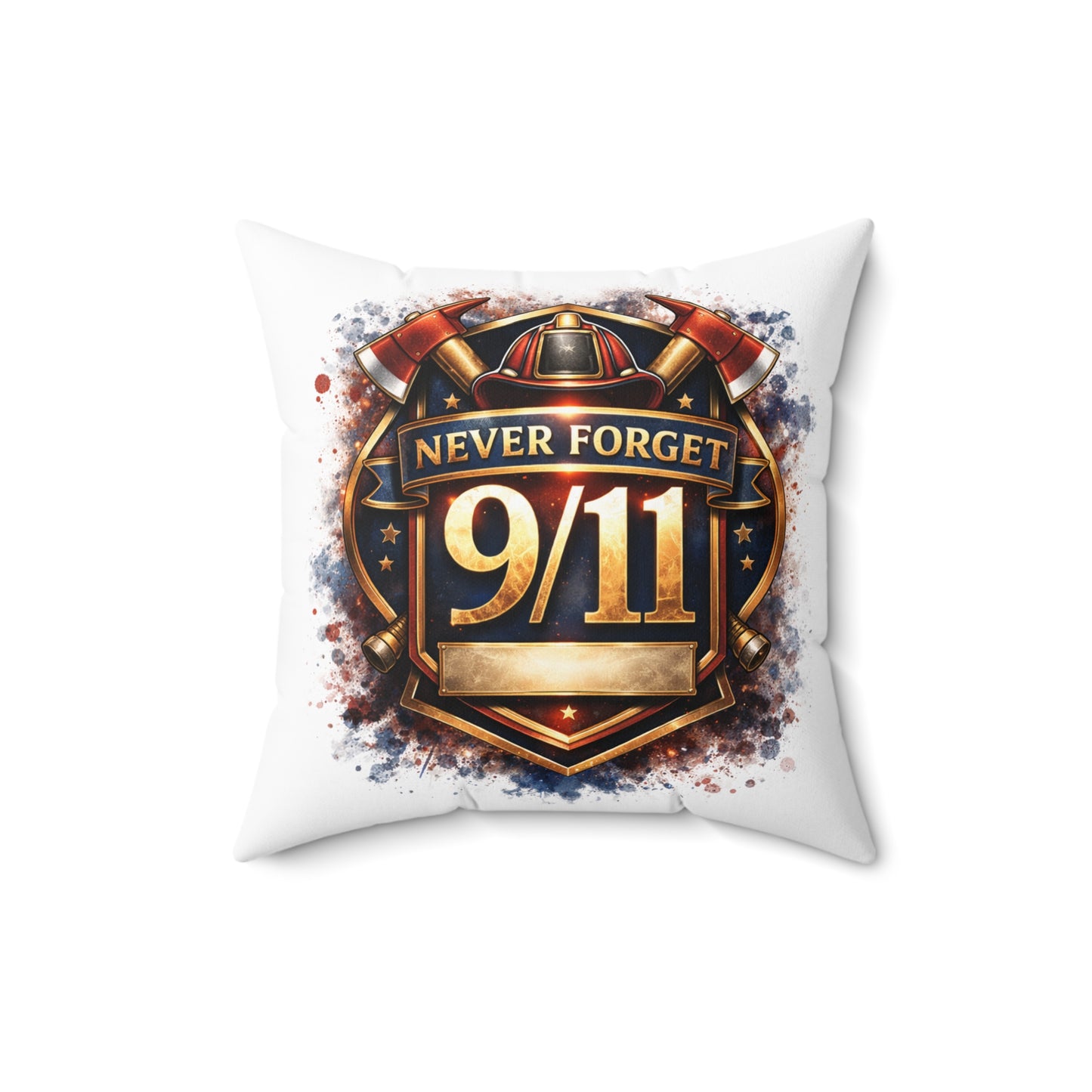 Never Forget 9/11 Memorial Throw Pillow — Patriotic Remembrance Accent Pillow