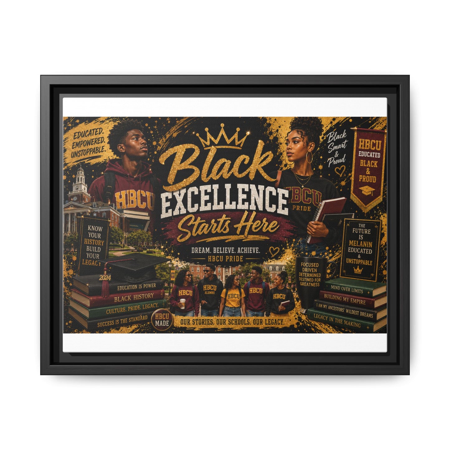 Black Excellence Starts Here Framed Canvas