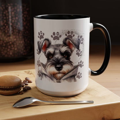 Schnauzer Paw Print Accent Coffee Mug (11/15oz)