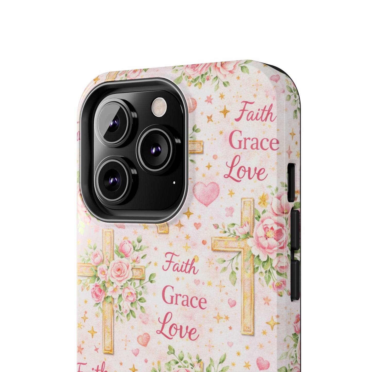 Faith Grace Love Cross Phone Case | Christian Floral iPhone Case