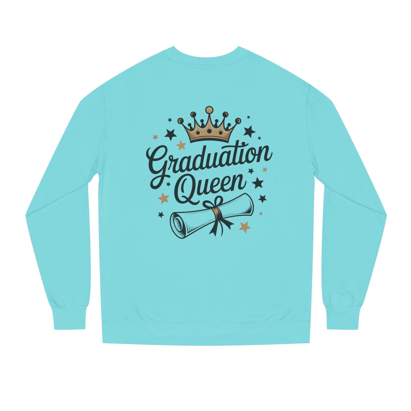 Graduation Queen Crewneck Sweatshirt — Crown & Diploma Celebration Pullover