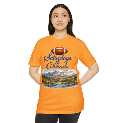 Saturdays in Colorado T-Shirt — Football & Mountain Scenic Tee