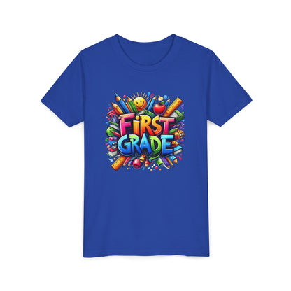 First Grade Kids Tee — Colorful Back-to-School Shirt for Boys & Girls