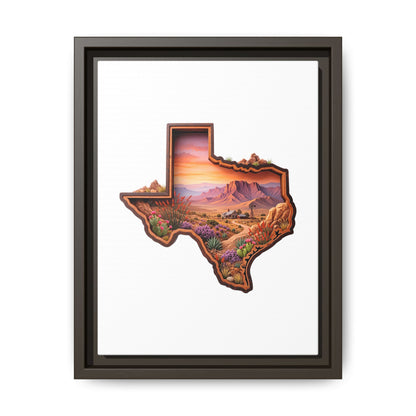 Framed Texas Landscape Matte Canvas — Desert Sunset State Art Print