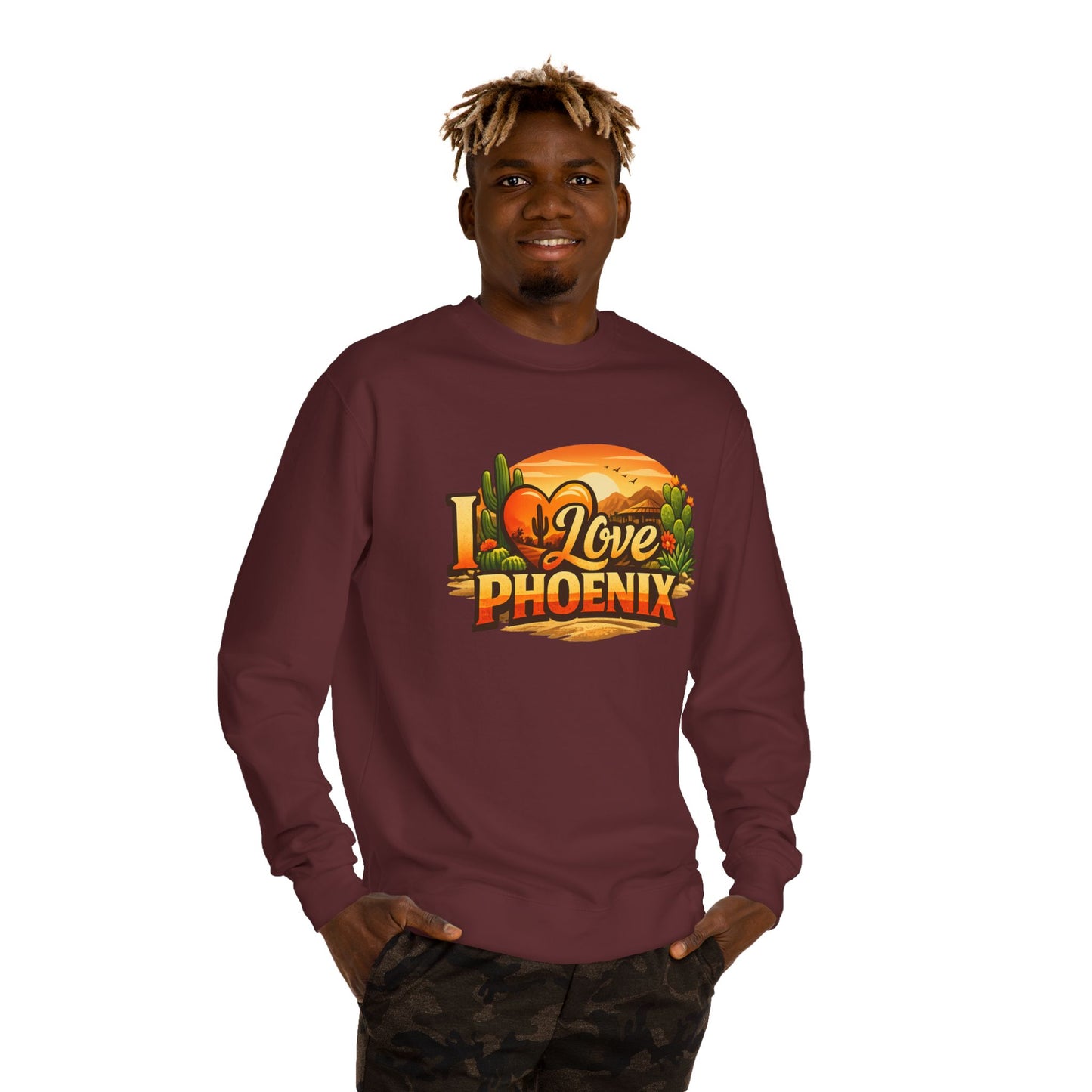 I Love Phoenix Sweatshirt — Desert Sunset Graphic Crewneck