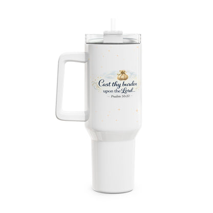 40oz Inspirational Tumbler — “Cast thy burden upon the Lord” Psalm 55:22