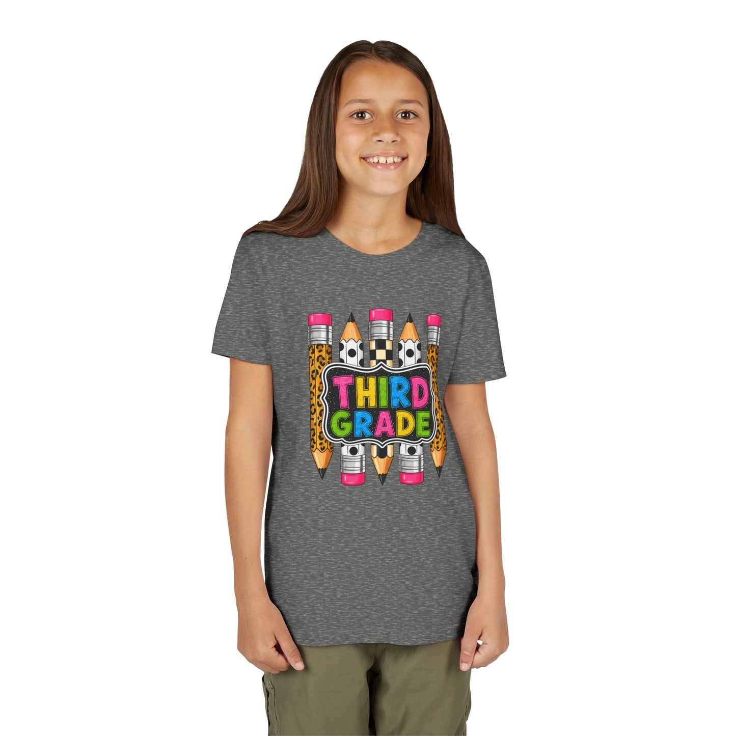 Third Grade Youth T-Shirt — Colorful Pencil Back-to-School Tee