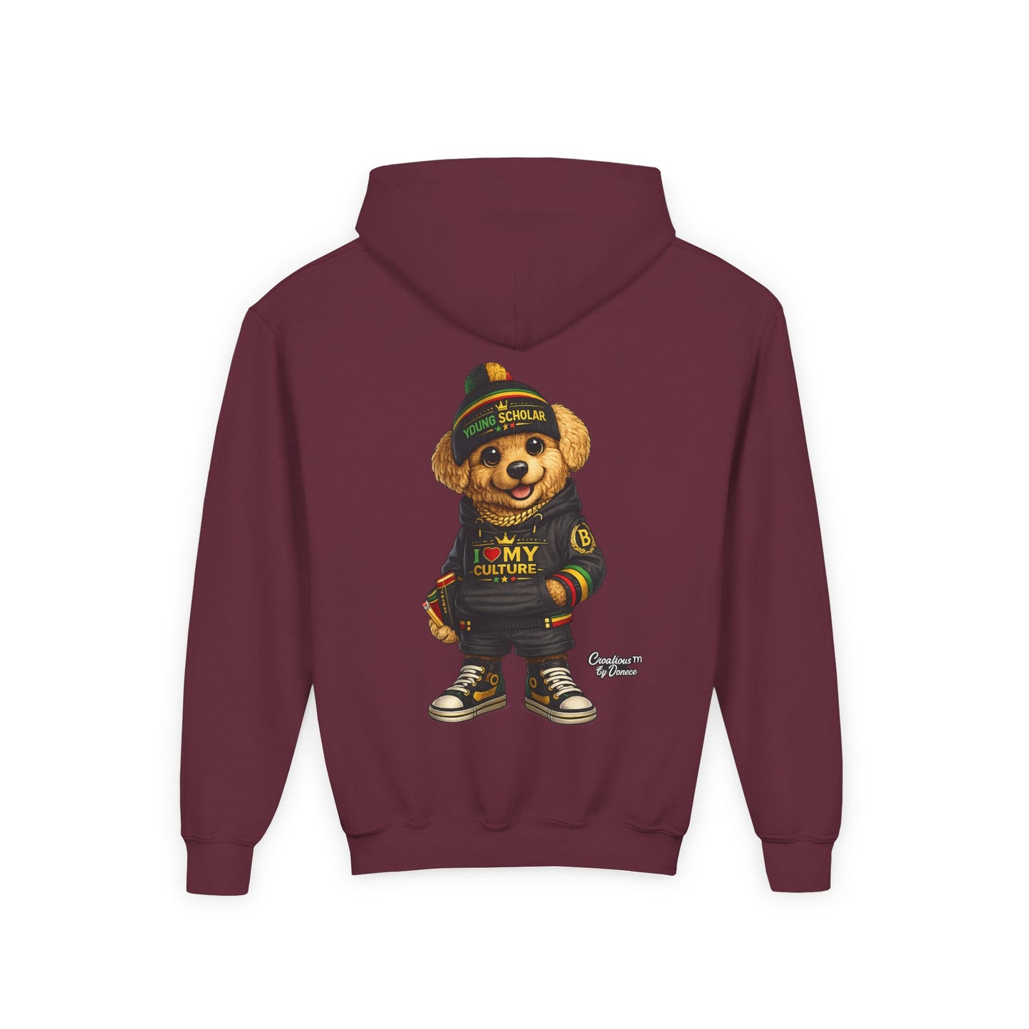 Kids Teddy Bear Hoodie — 'I Love My Culture' Streetwear Youth Sweatshirt
