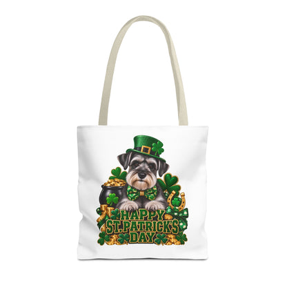 St. Patrick’s Day Schnauzer Tote Bag — Happy St. Patrick’s Day Shamrock & Gold Pot Gift