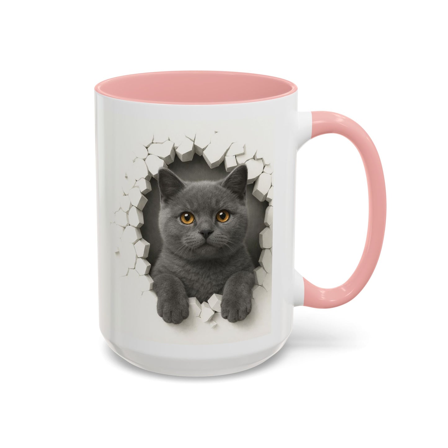 Peekaboo Grey Cat Accent Coffee Mug – Cute 11/15oz Cat Lover Gift