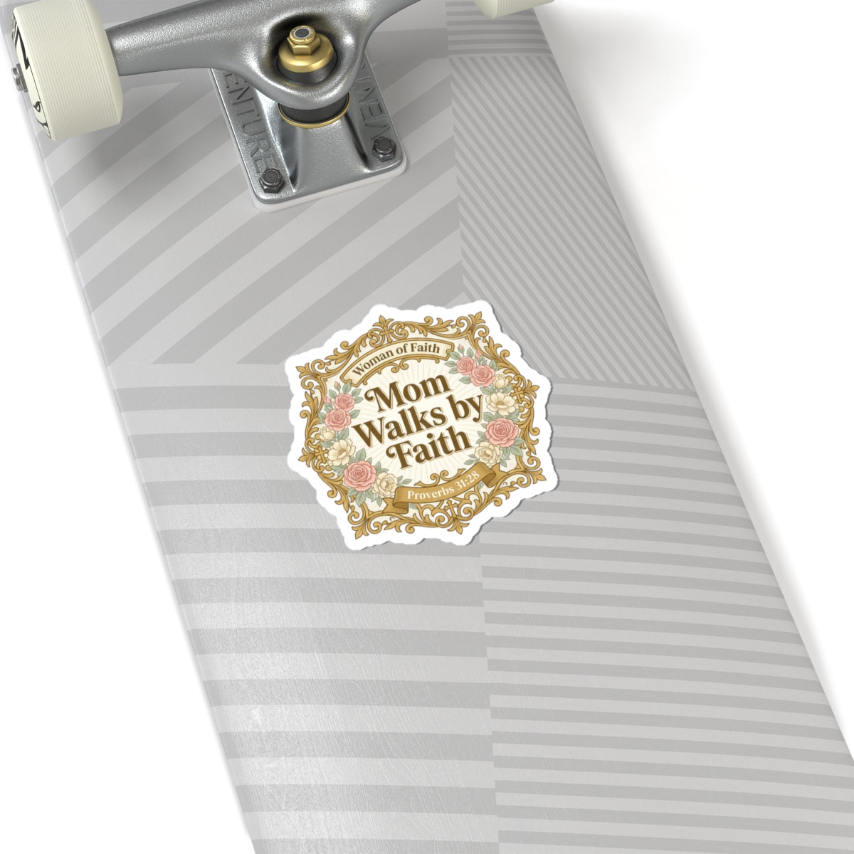 Mom Walks by Faith Sticker | minimalist mom life, cool mom streetwear