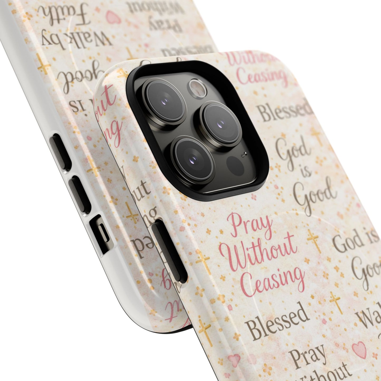 Christian Faith Magnetic Phone Case — "Pray Without Ceasing" Patterned Tough Case