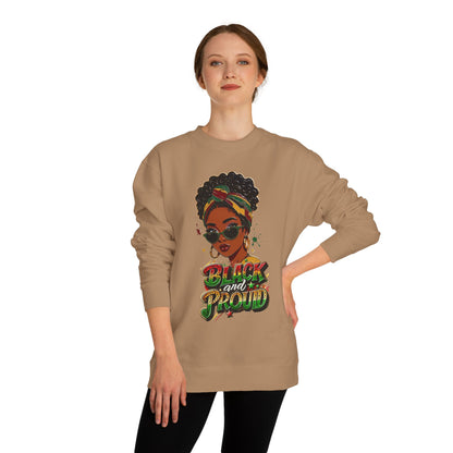 Black and Proud Crewneck Sweatshirt – Afrocentric Rasta Colors Graphic