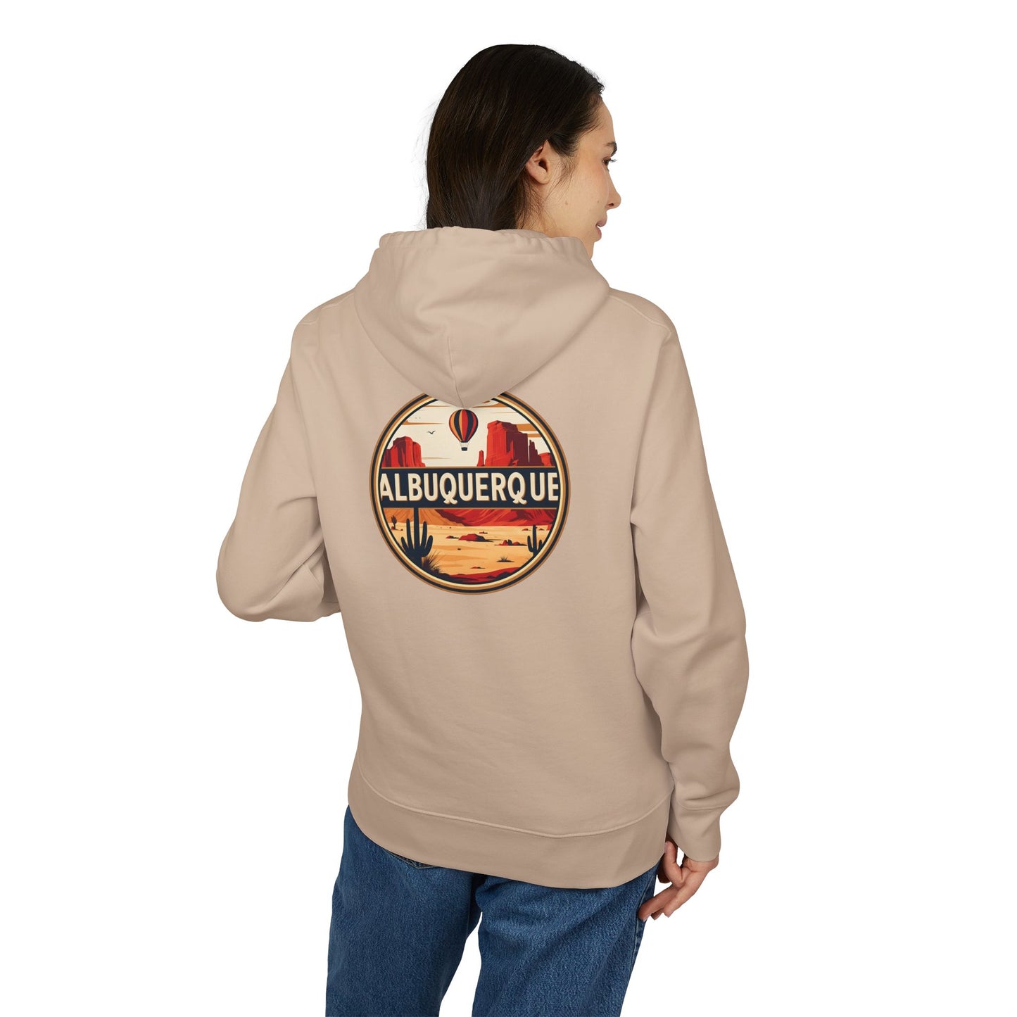 Albuquerque Retro Desert Hoodie — Vintage Southwestern Travel Pullover