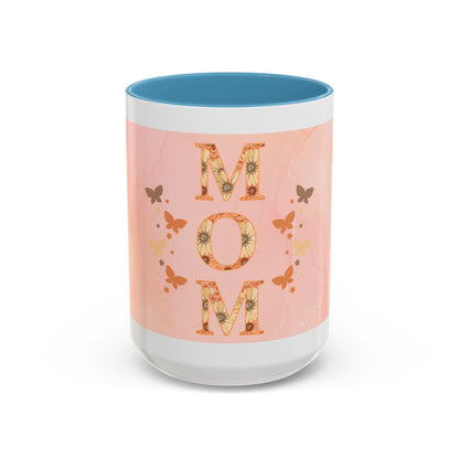 Mom Floral Accent Coffee Mug – Pink Butterfly Mother's Day Gift (11/15oz)