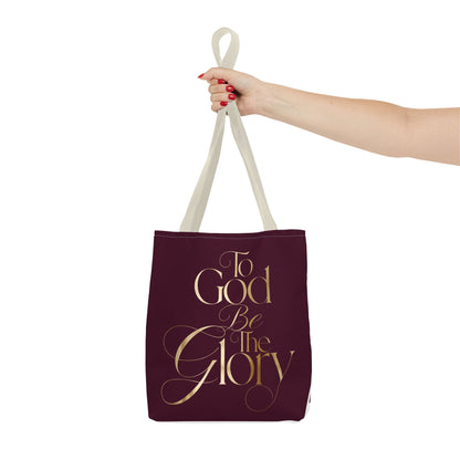 To God Be The Glory Burgundy Tote Bag — Inspirational Christian Scripture Tote