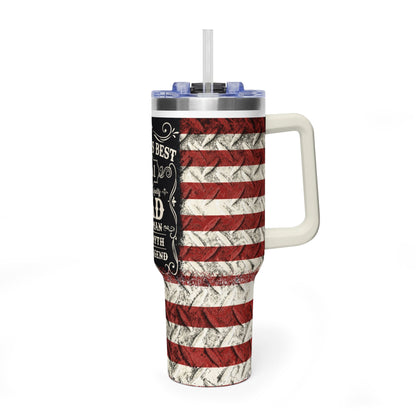 40oz Vacuum Tumbler - "World's Best No.1 Dad" American Flag Travel Mug