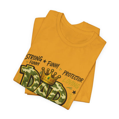 Dad Camo Crown T-Shirt — 'DAD' Graphic with 'Man of God, Hardworking' Father's Day Tee
