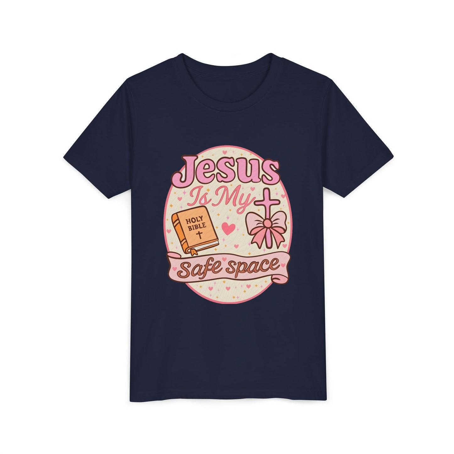 Youth Tee — "Jesus Is My Safe Space" Christian Kids T-Shirt