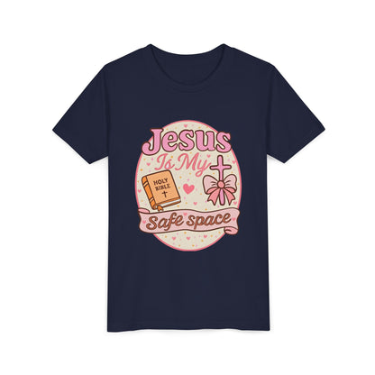 Youth Tee — "Jesus Is My Safe Space" Christian Kids T-Shirt